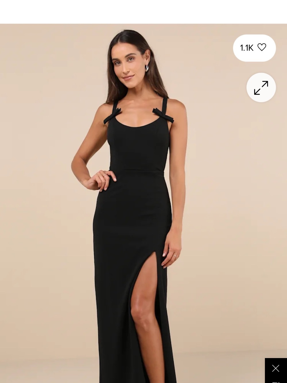 Lulu's Black Maxi Dress with Bow-Strap and Side Slit